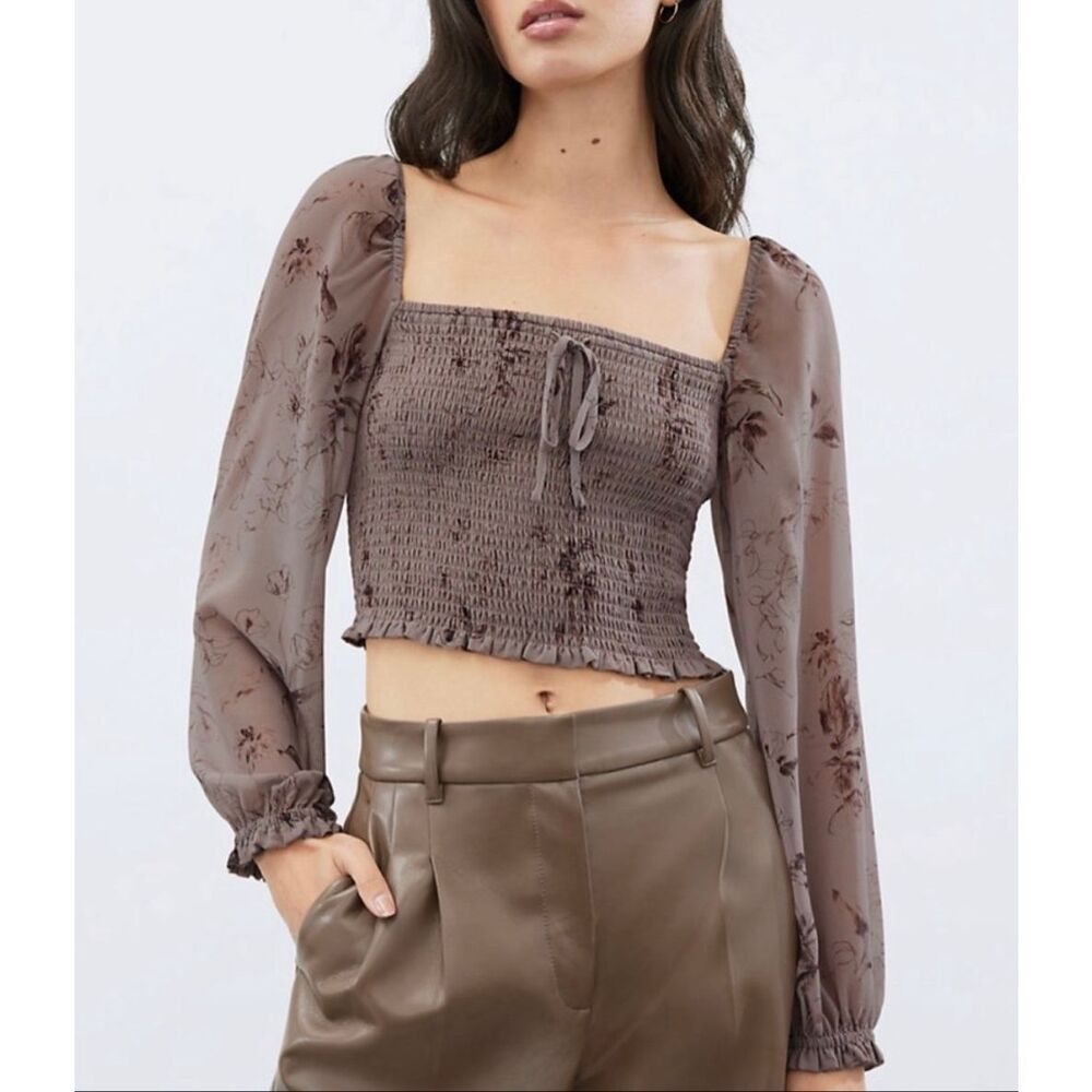 Aritzia Wilfred Saga Blouse in Tannin/Cognac (Taupe) Size Large